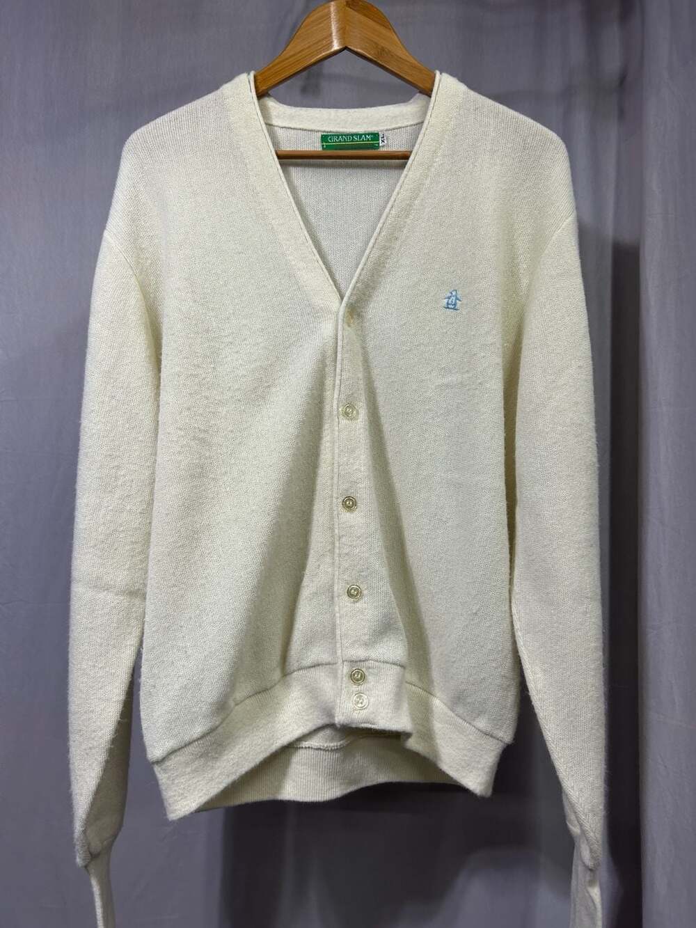 Vintage Grand Slam by Munsingwear Cream Cardigan Sweater Size XL